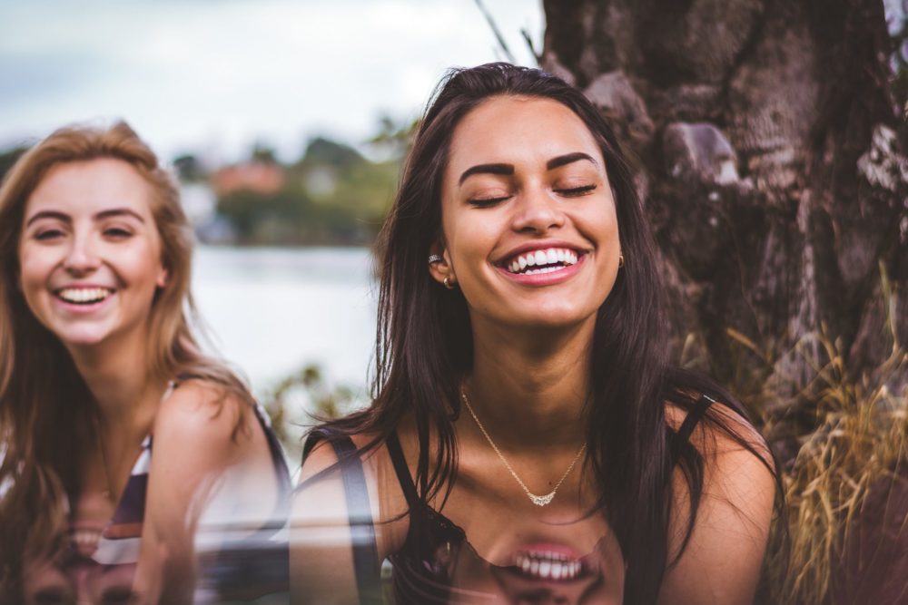 happy women expressing relief